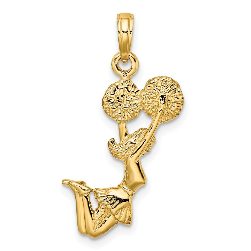 14K Gelbgold 3-D Charm „Springende Cheerleaderin“