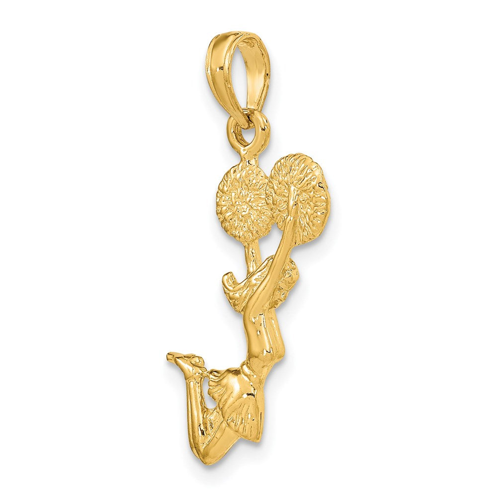 14K Gelbgold 3-D Charm „Springende Cheerleaderin“