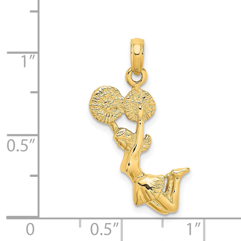 14K Gelbgold 3-D Charm „Springende Cheerleaderin“