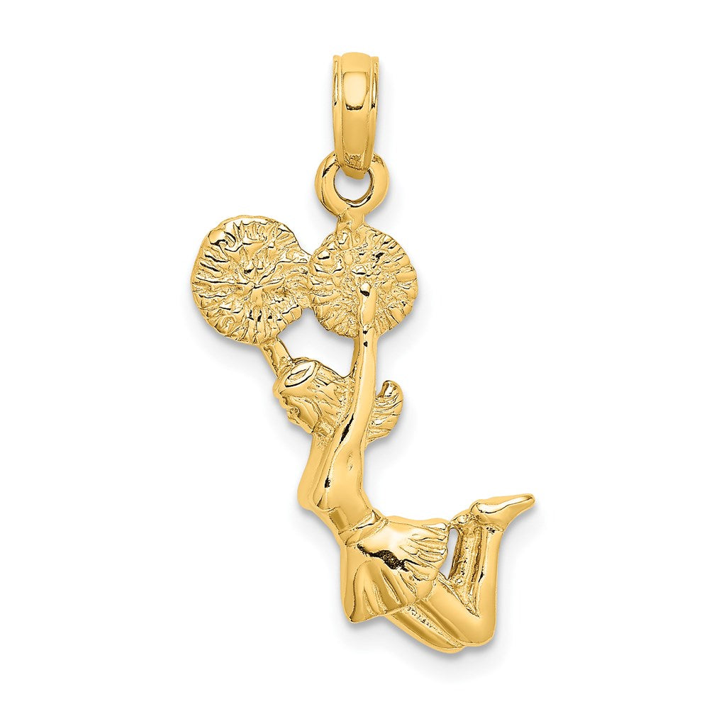 14K Gelbgold 3-D Charm „Springende Cheerleaderin“