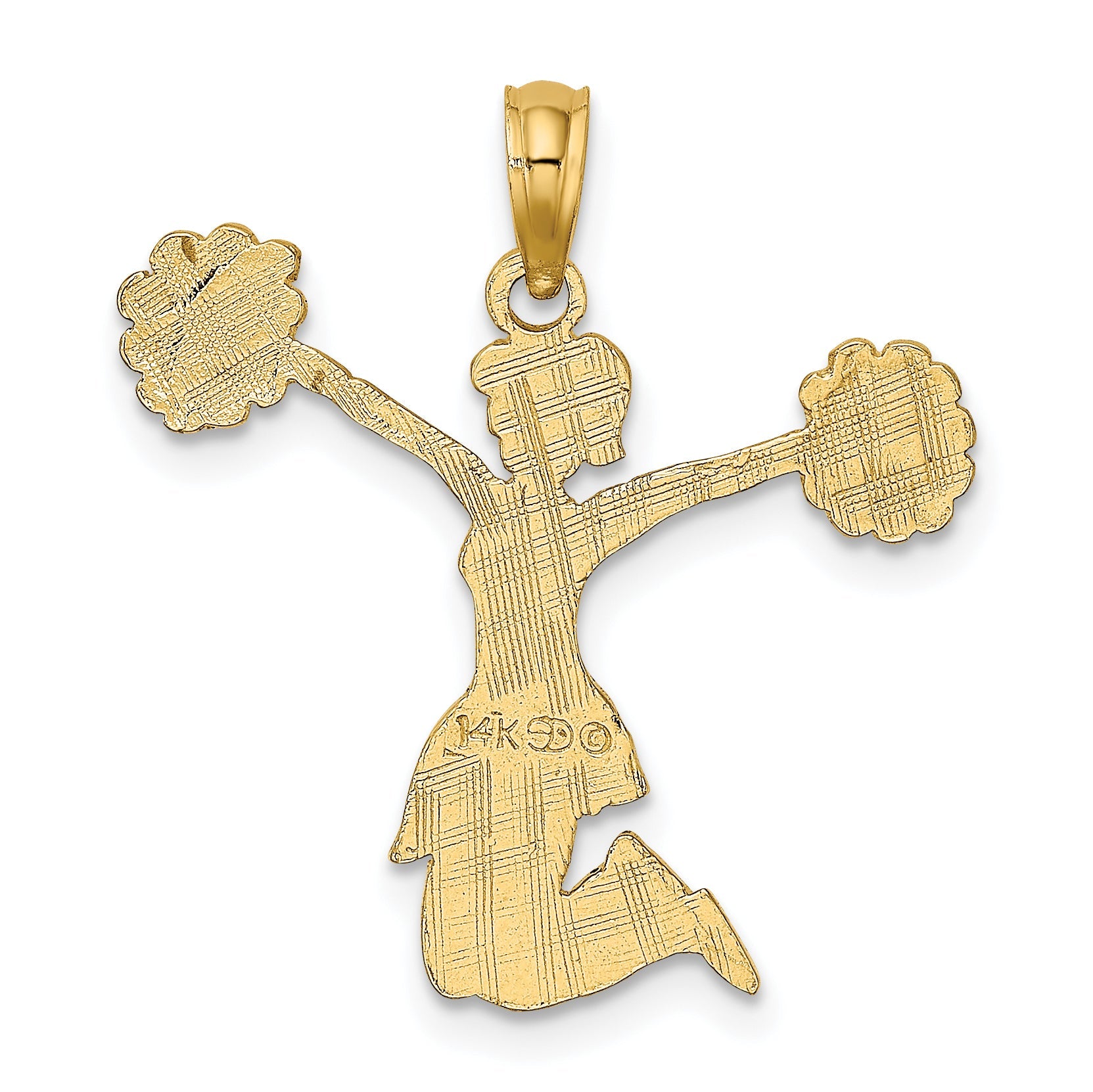 14K Gelbgold Cheerleader Springend mit Pom-pom Charm