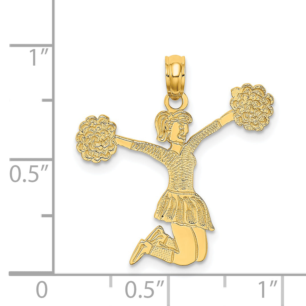 14K Gelbgold Cheerleader Springend mit Pom-pom Charm