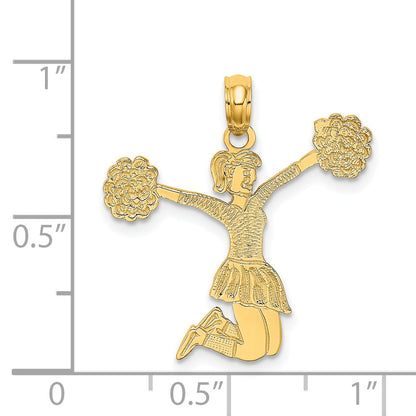 14K Gelbgold Cheerleader Springend mit Pom-pom Charm