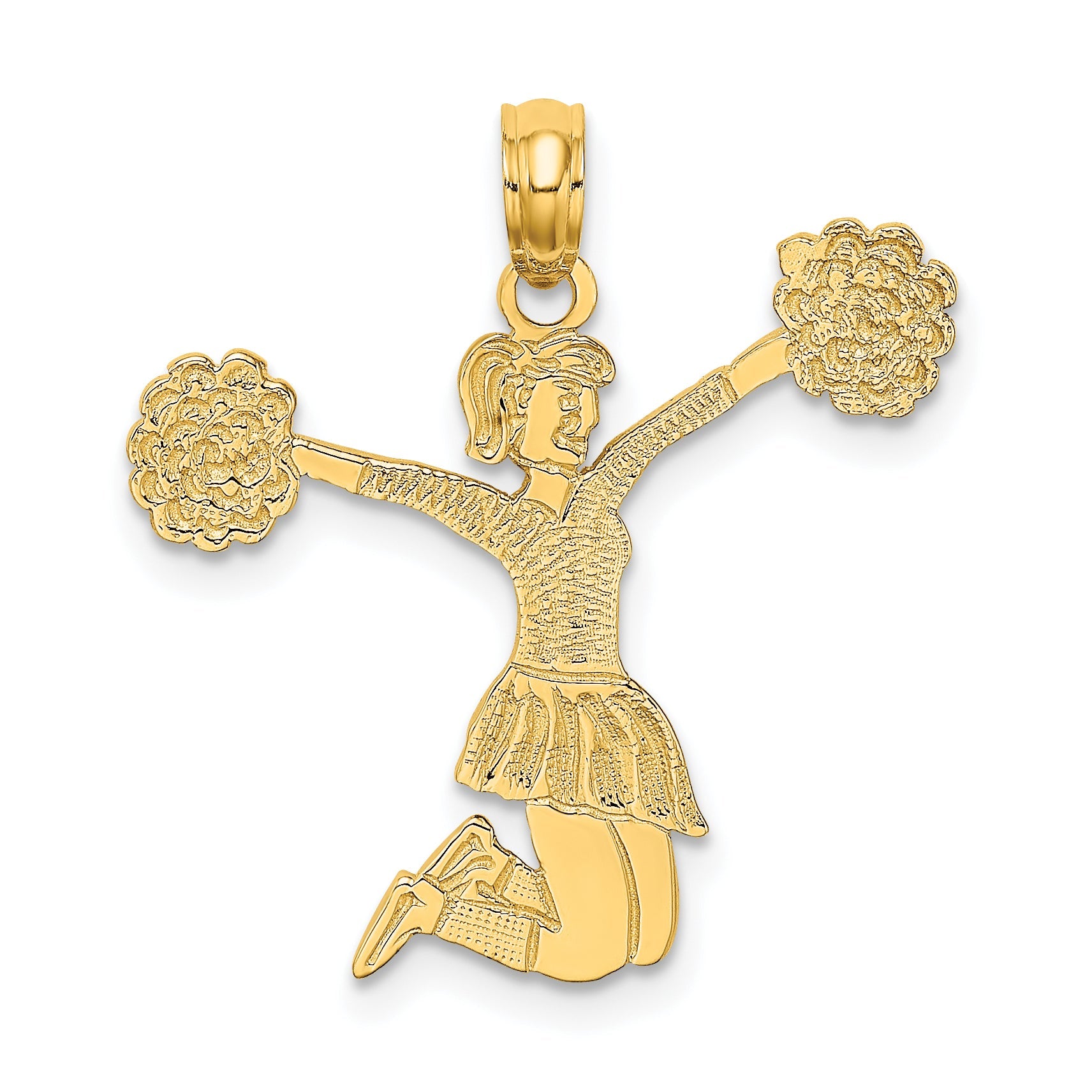 14K Gelbgold Cheerleader Springend mit Pom-pom Charm