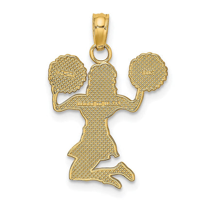 14K Gelbgold Cheerleader Springend mit Pom-pom Charm
