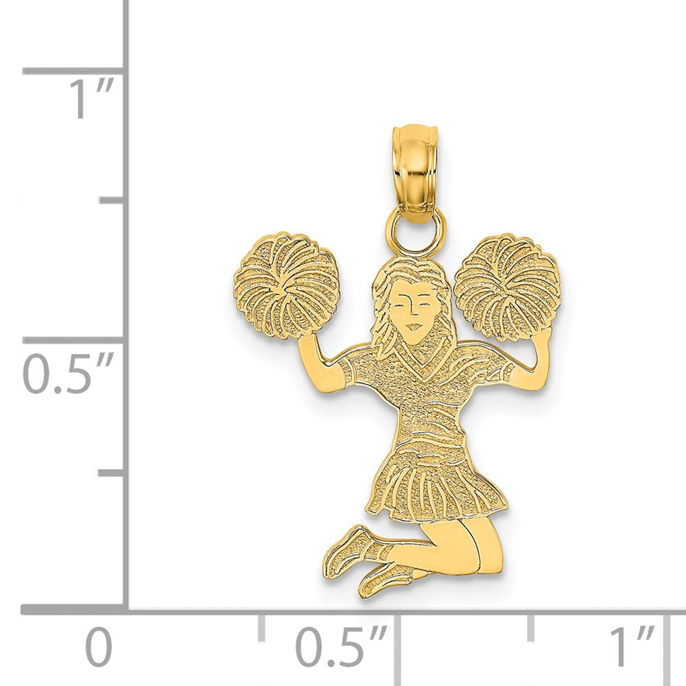 14K Gelbgold Cheerleader Springend mit Pom-pom Charm