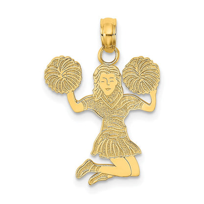 14K Gelbgold Cheerleader Springend mit Pom-pom Charm