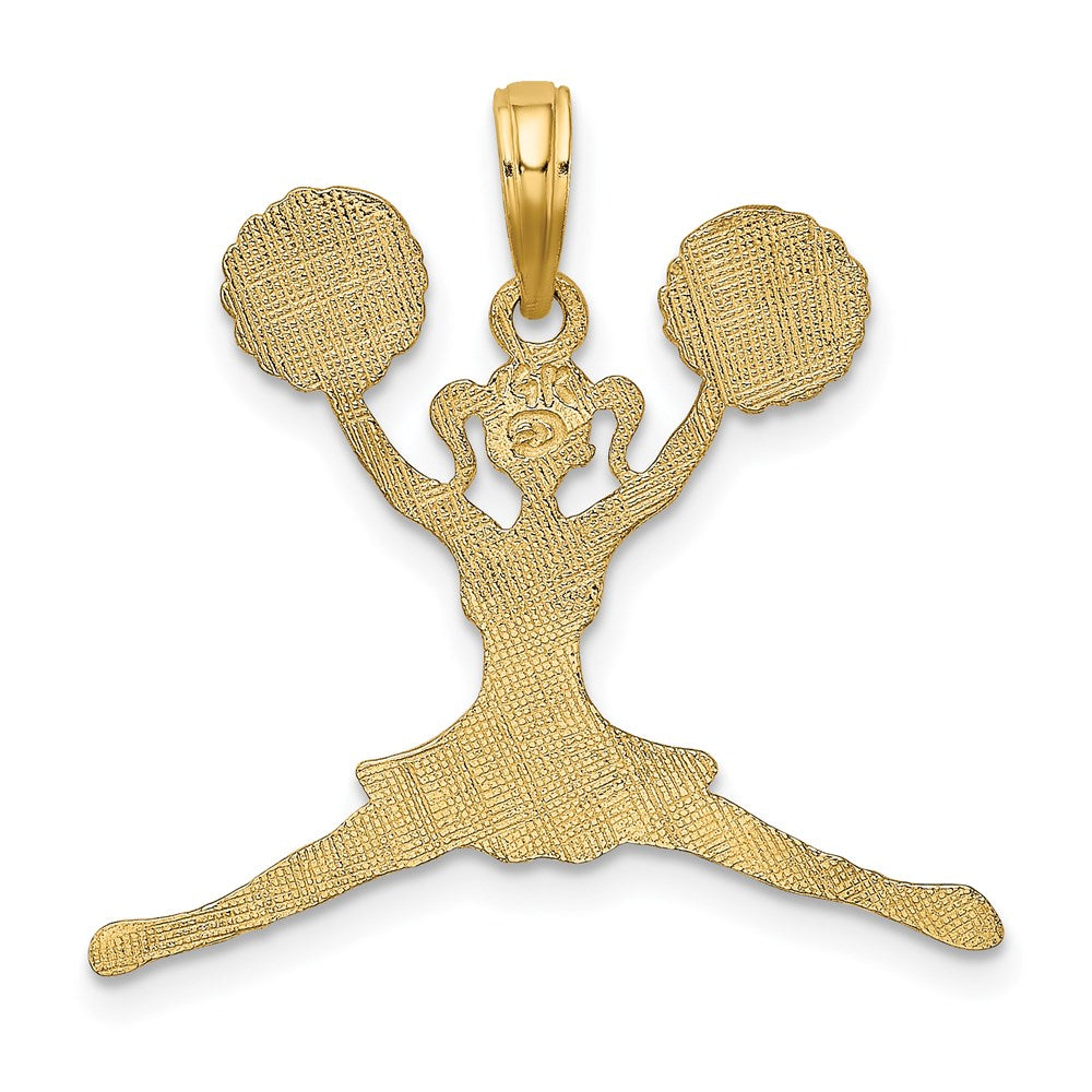 14K Gelbgold Cheerleader Springend mit Pom-poms Charm
