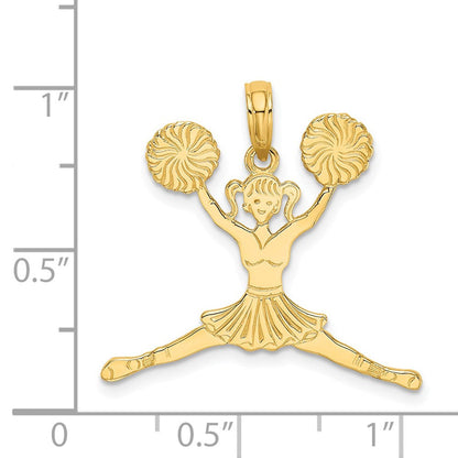 14K Gelbgold Cheerleader Springend mit Pom-poms Charm