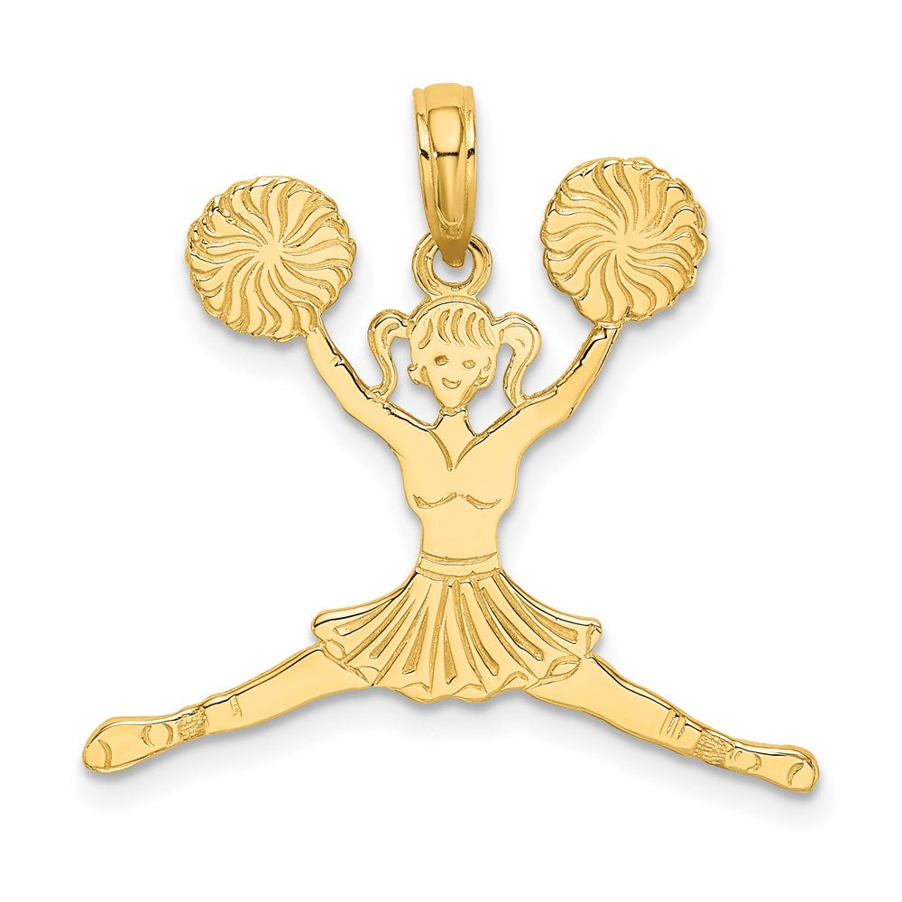 14K Gelbgold Cheerleader Springend mit Pom-poms Charm