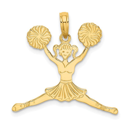 14K Gelbgold Cheerleader Springend mit Pom-poms Charm