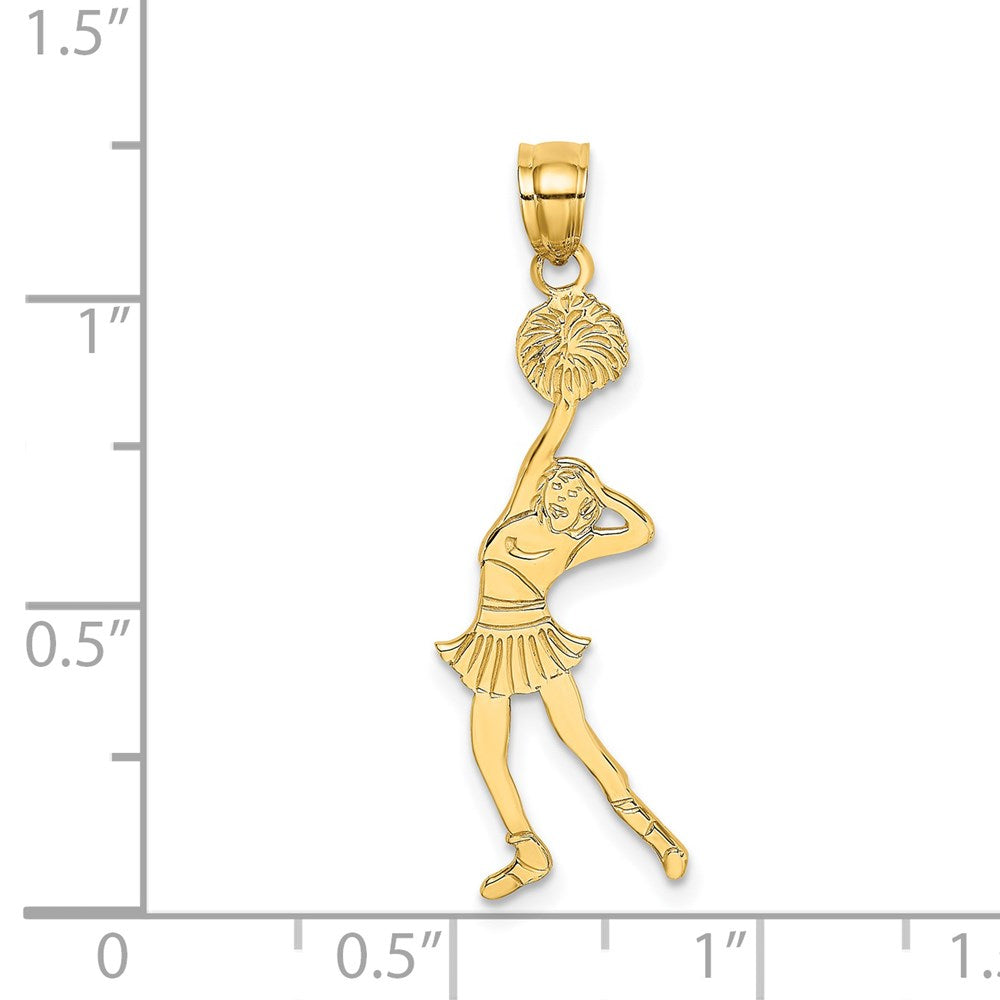 14K Gelbgold Cheerleader mit Hand auf Kopf Charm