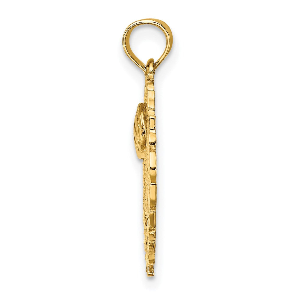 14K Gelbgold Volleyball Story in Blatt Kreis Charm