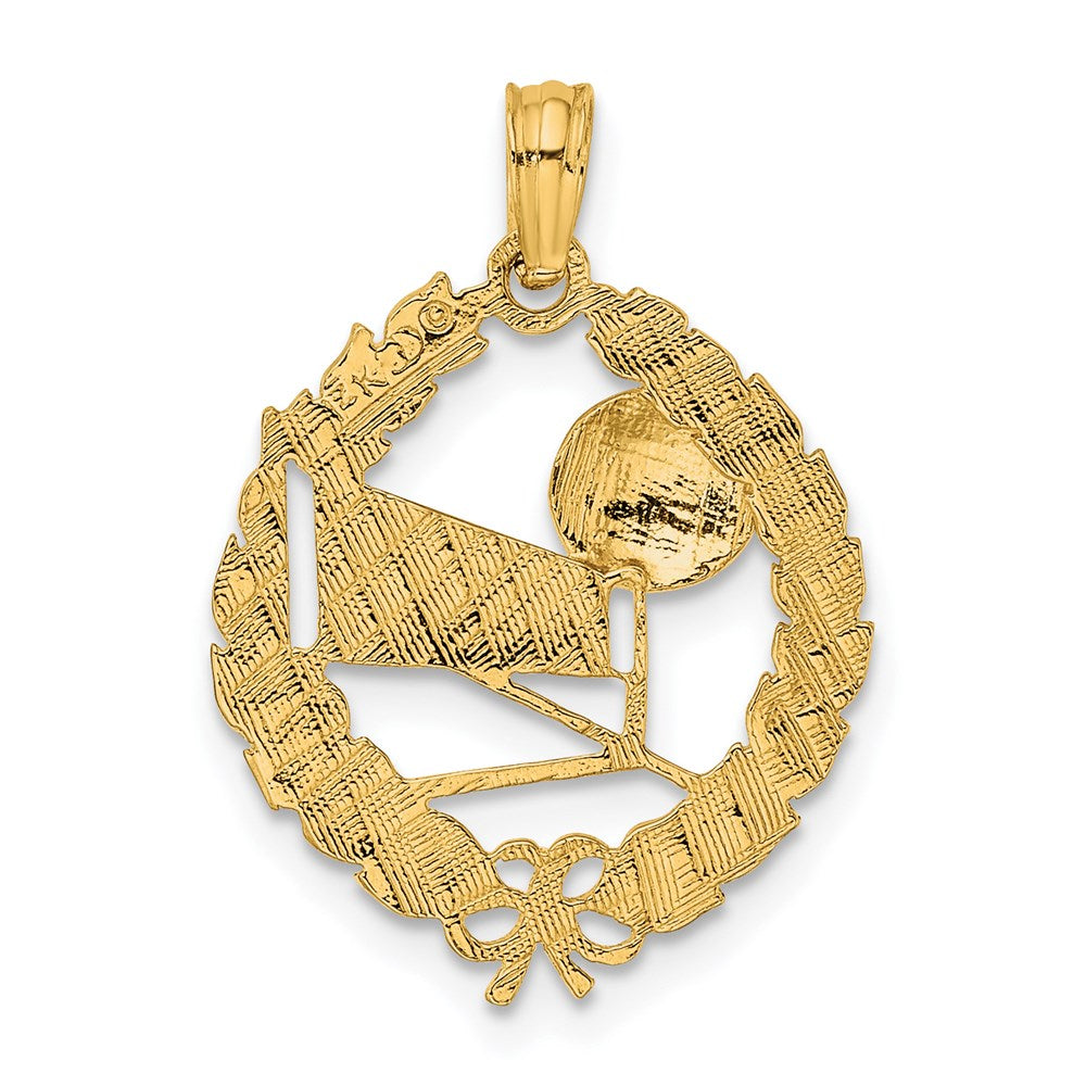 14K Gelbgold Volleyball Story in Blatt Kreis Charm