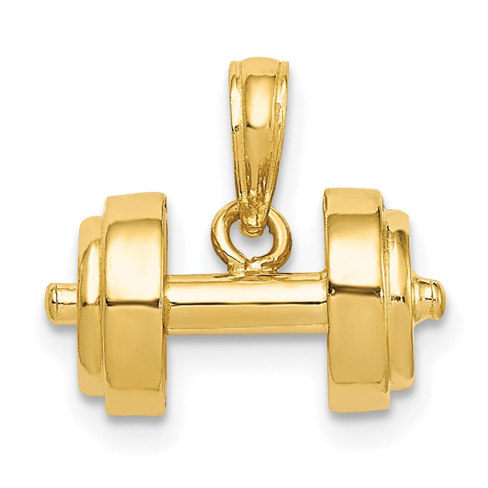 14K Gelbgold 3-D Einzel-Hantel-Anhänger