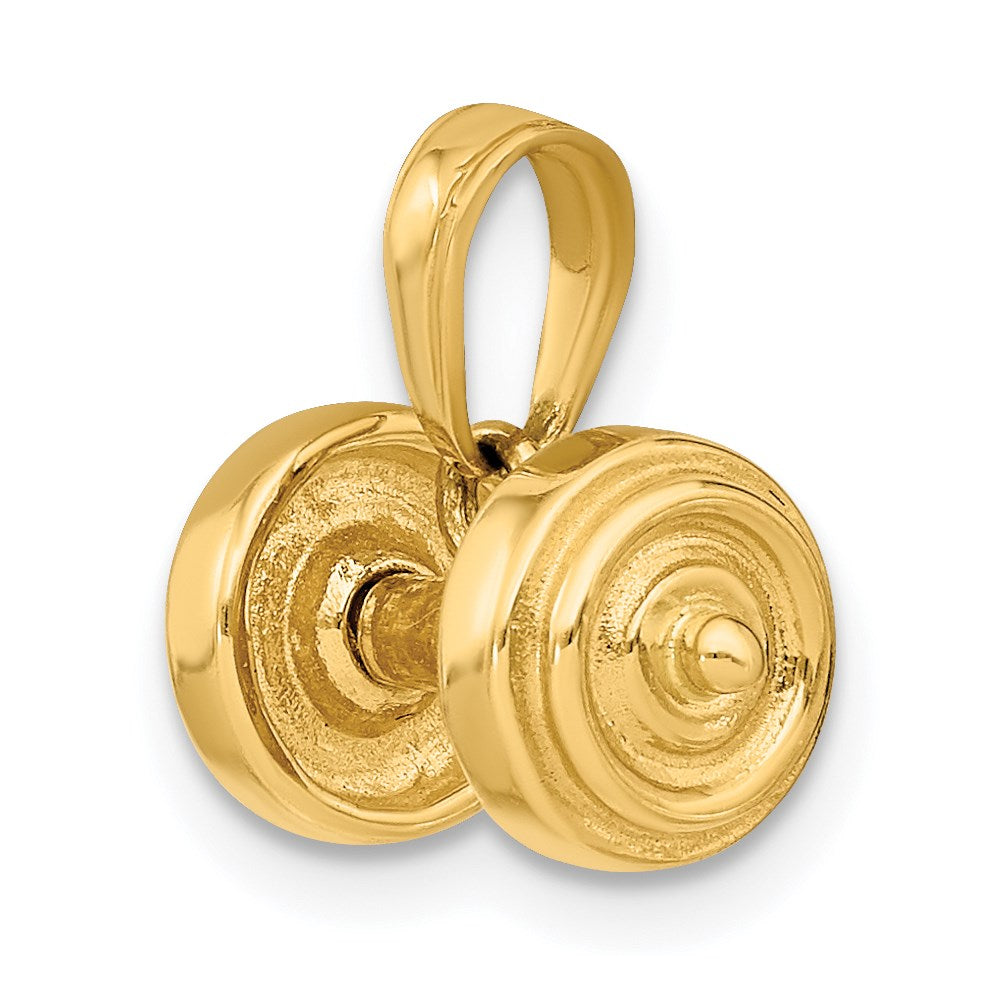 14K Gelbgold 3-D Einzel-Hantel-Anhänger
