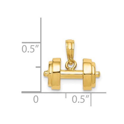 14K Gelbgold 3-D Einzel-Hantel-Anhänger