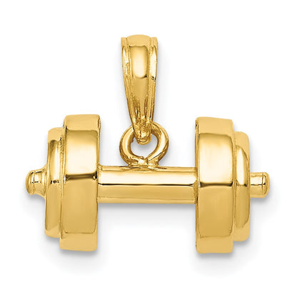 14K Gelbgold 3-D Einzel-Hantel-Anhänger