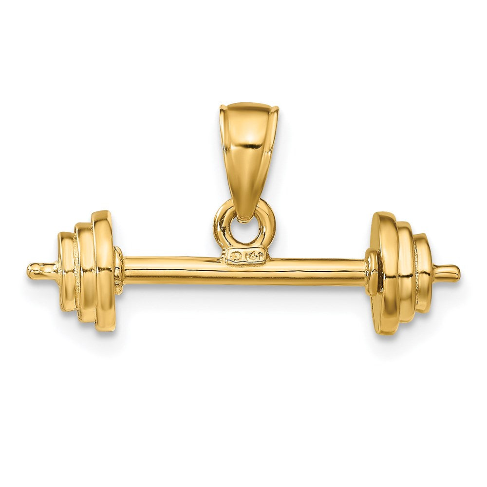 14K Gelbgold 3-D Hantel-Anhänger