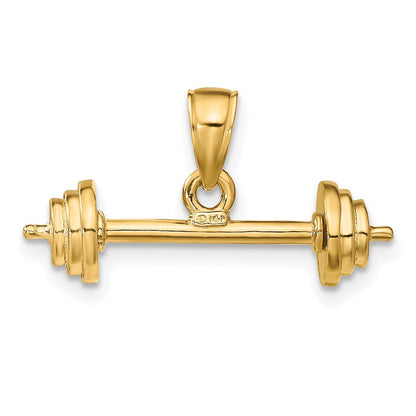 14K Gelbgold 3-D Hantel-Anhänger