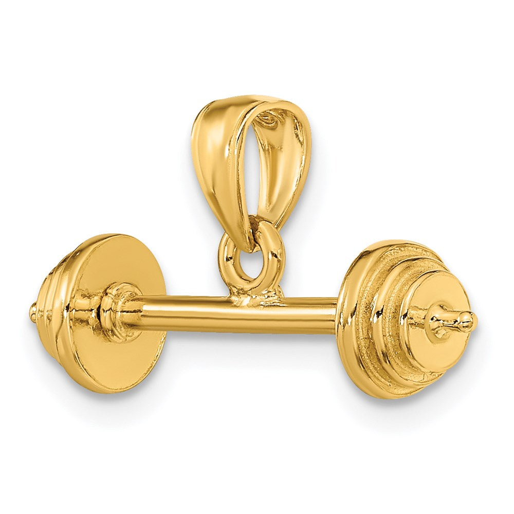 14K Gelbgold 3-D Hantel-Anhänger