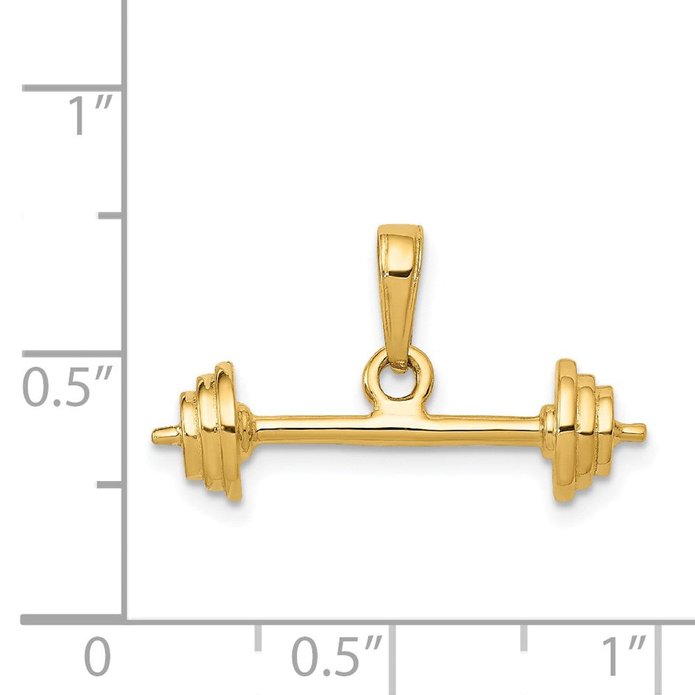 14K Gelbgold 3-D Hantel-Anhänger