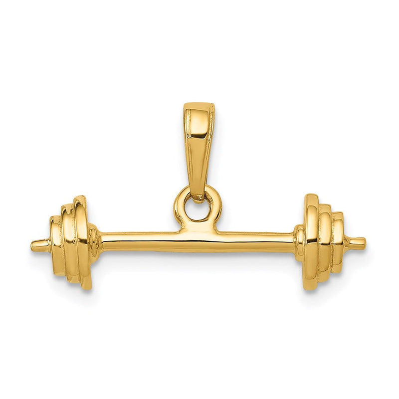 14K Gelbgold 3-D Hantel-Anhänger