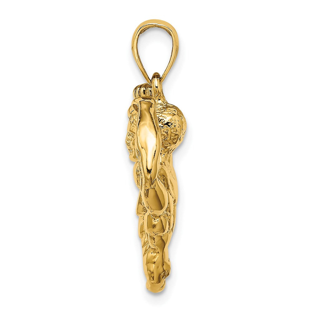 14K Gelbgold 3-D Bodybuilder Oberkörper-Anhänger