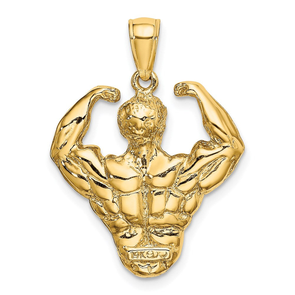 14K Gelbgold 3-D Bodybuilder Oberkörper-Anhänger
