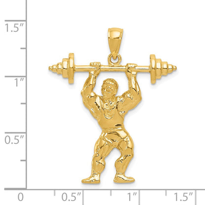 14K Gelbgold Bodybuilder-Anhänger mit Gewichten