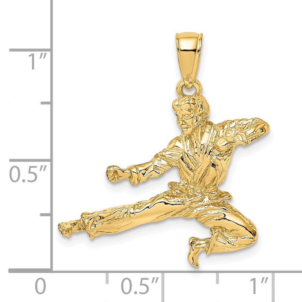 14K Gelbgold 3-D Karate-Anhänger, männlich