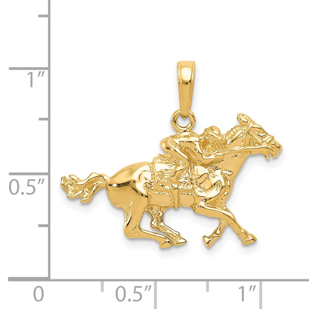 14K Gelbgold Jockey-auf-Pferd-Anhänger