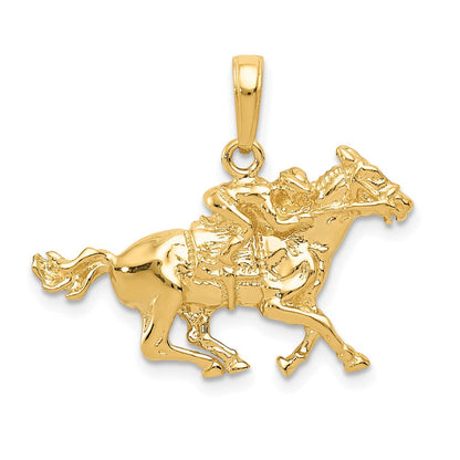 14K Gelbgold Jockey-auf-Pferd-Anhänger