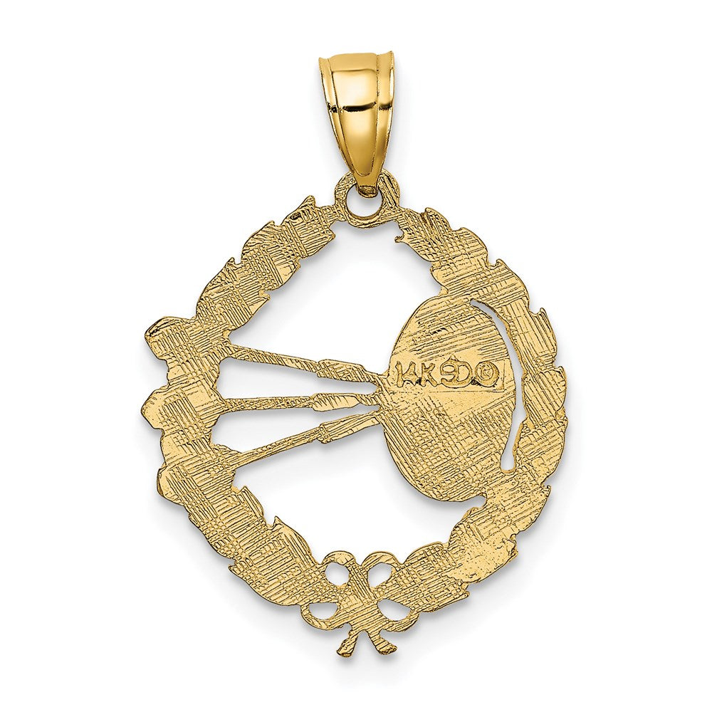 14K Gelbgold Dart Board und Darts in Blatt Design Charm