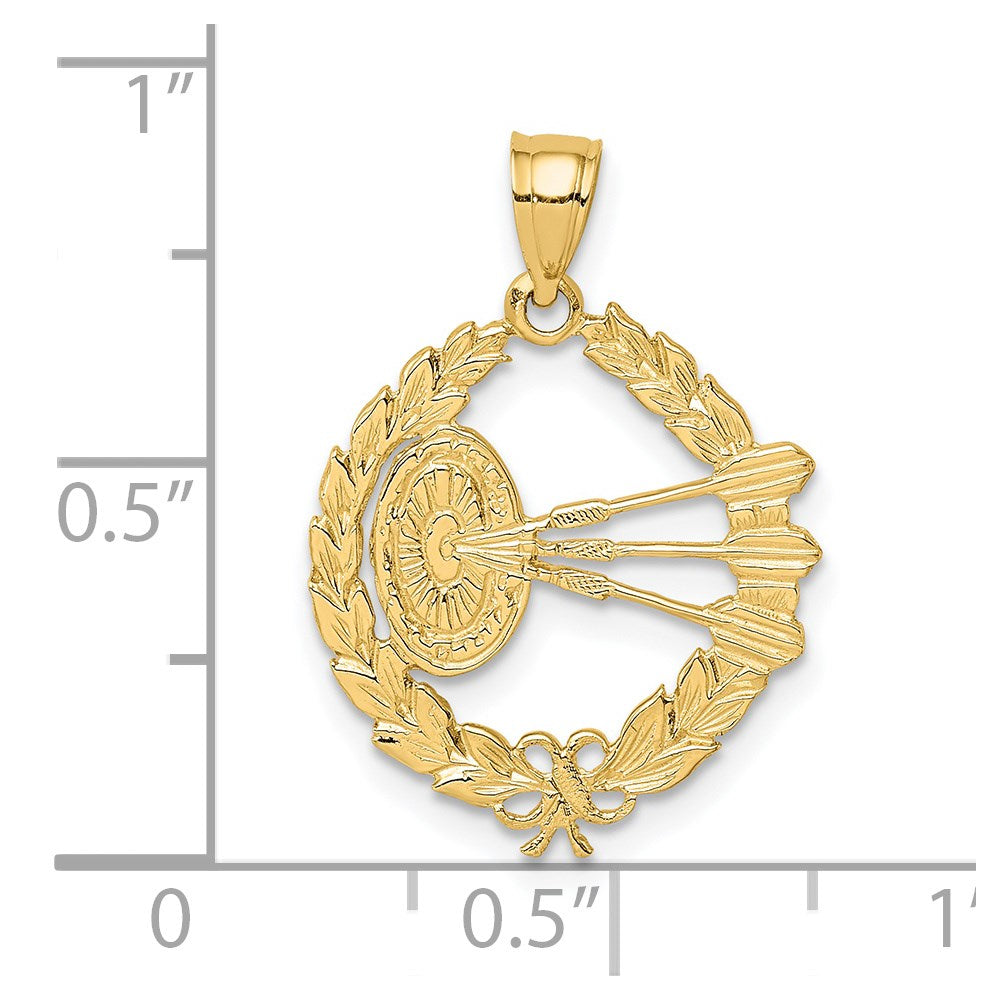14K Gelbgold Dart Board und Darts in Blatt Design Charm