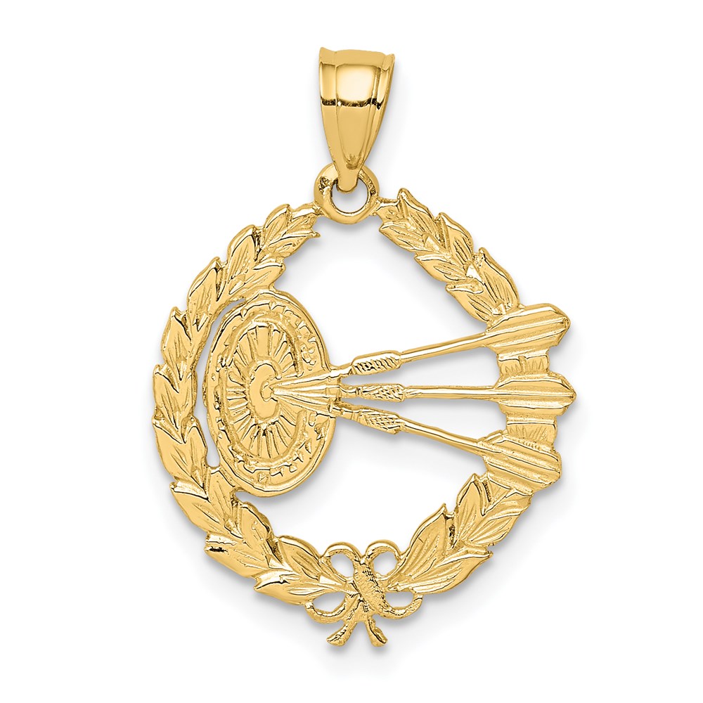 14K Gelbgold Dart Board und Darts in Blatt Design Charm