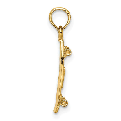 14K Gelbgold 3-d Skate Board Charm