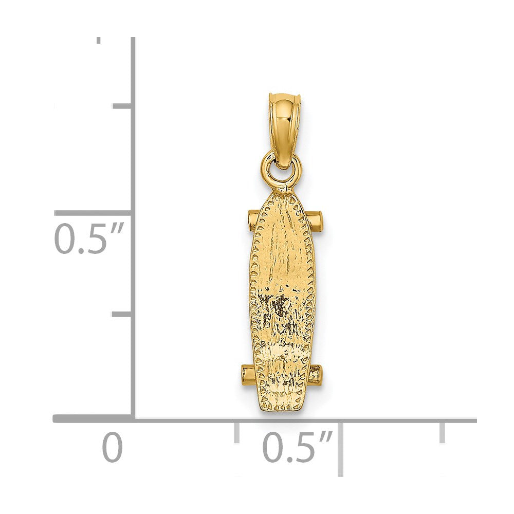 14K Gelbgold 3-d Skate Board Charm
