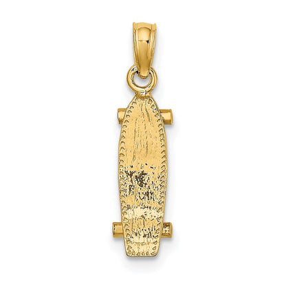 14K Gelbgold 3-d Skate Board Charm