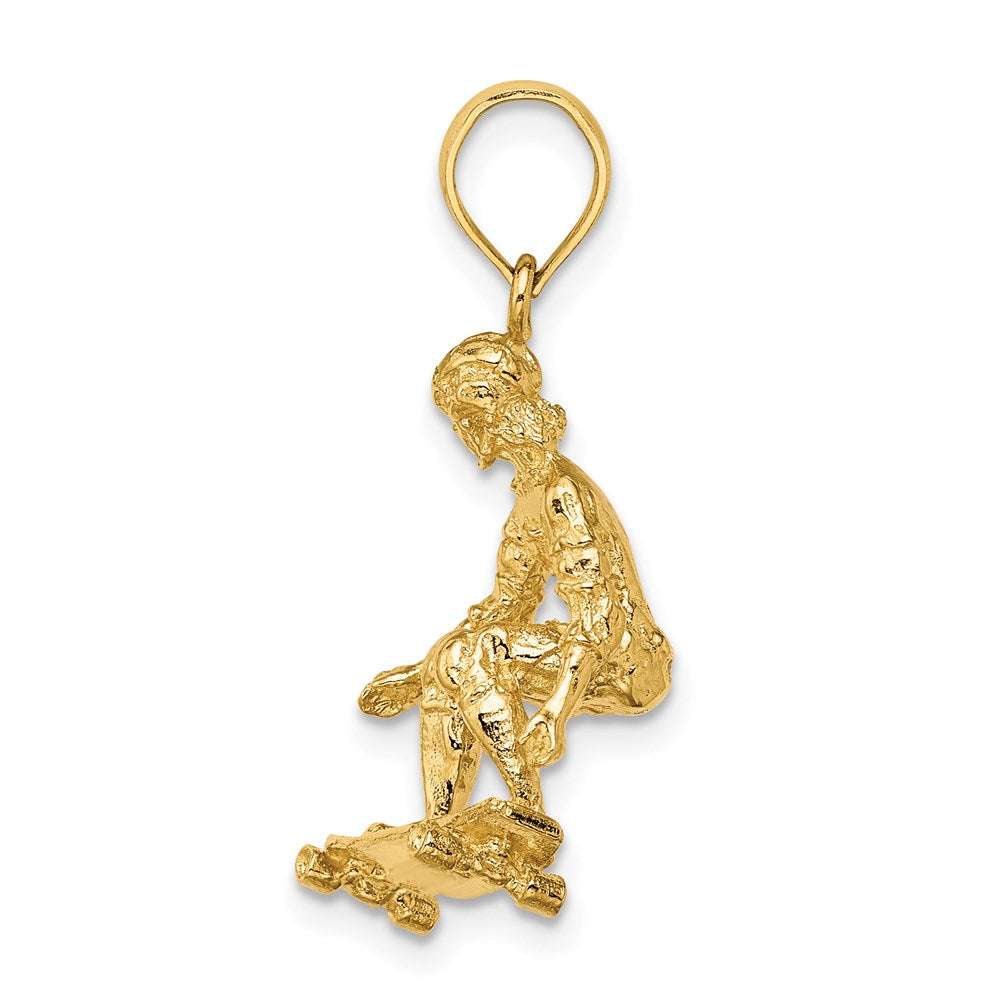 14K Gelbgold 3-D Skateboarder-Charm