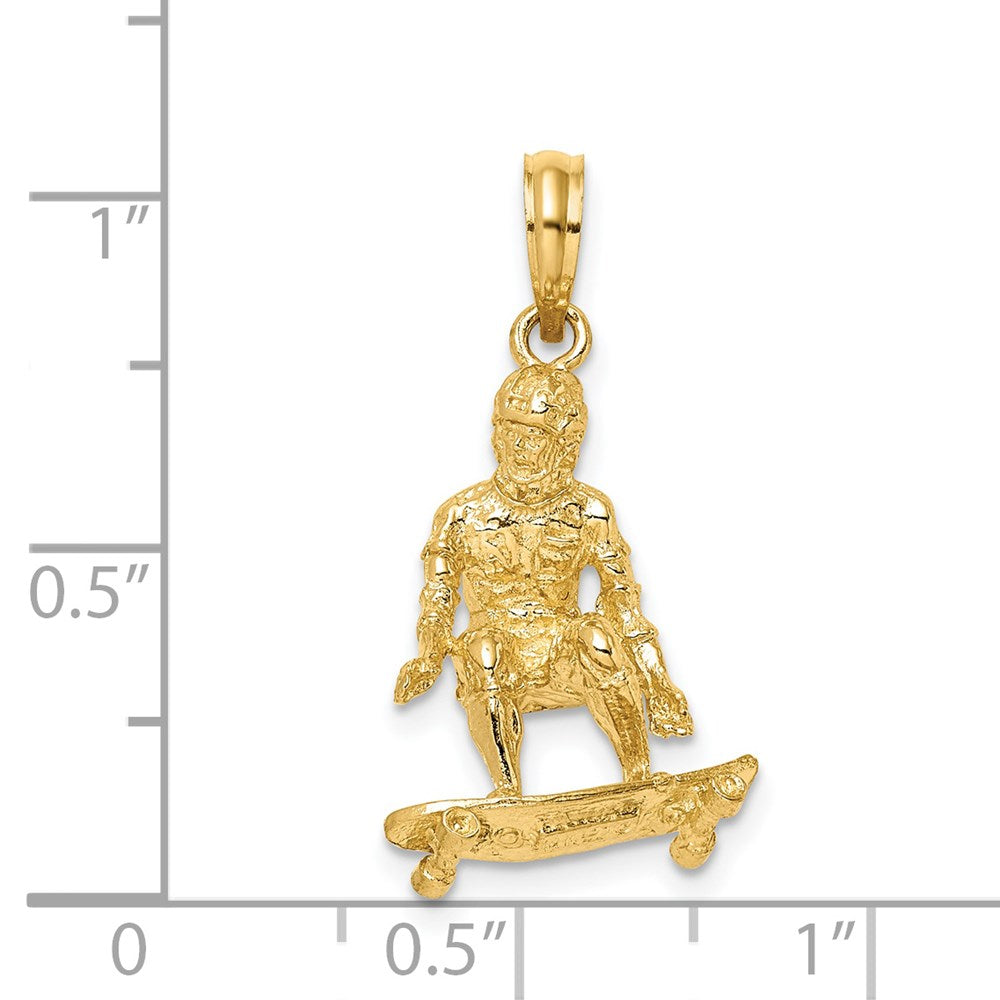 14K Gelbgold 3-D Skateboarder-Charm