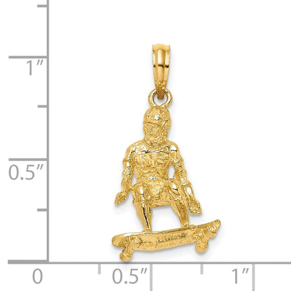 14K Gelbgold 3-D Skateboarder-Charm
