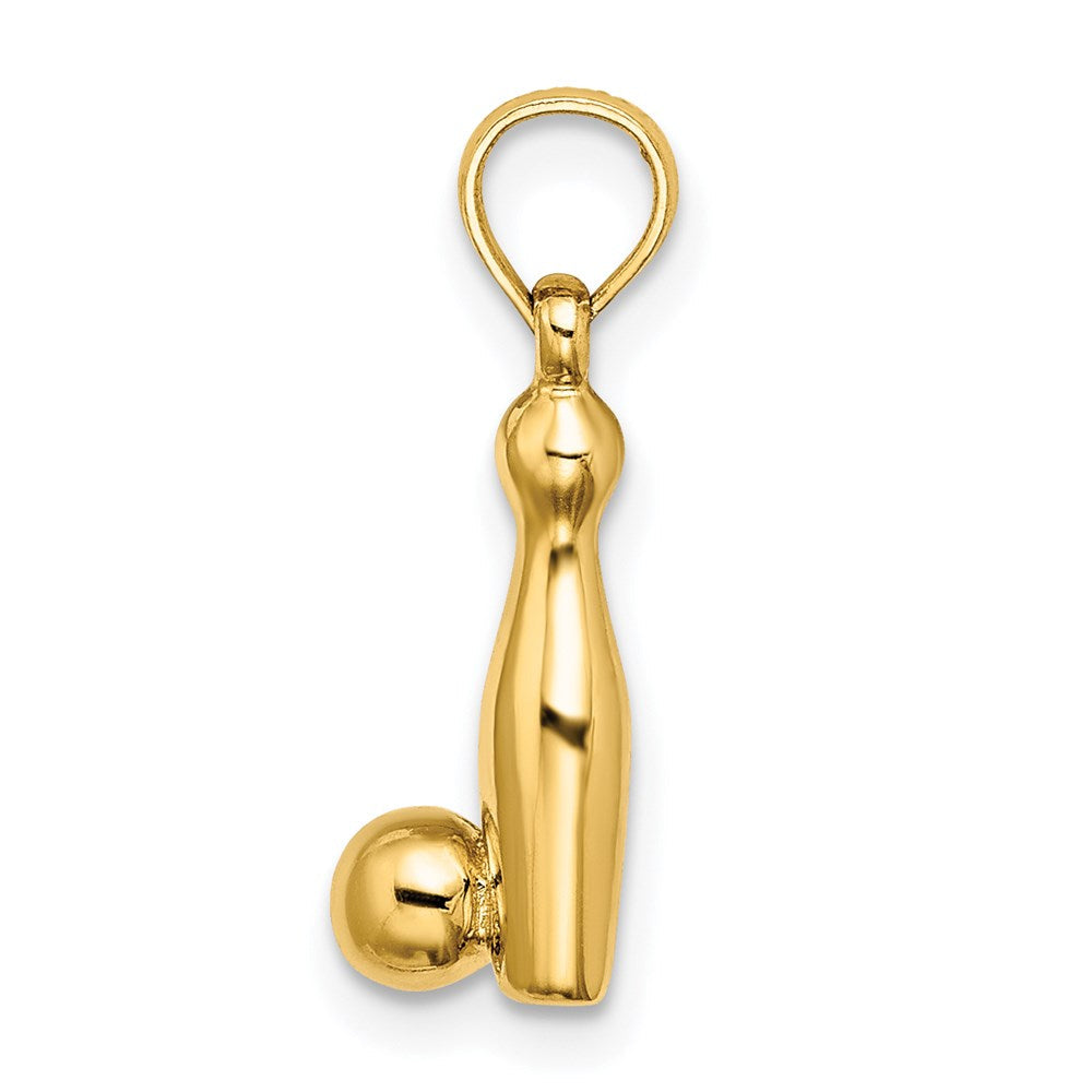 14K Gelbgold 3D-Bowlingkegel-und-Ball-Charm