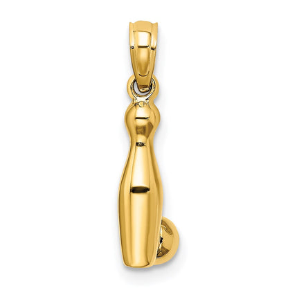 14K Gelbgold 3D-Bowlingkegel-und-Ball-Charm