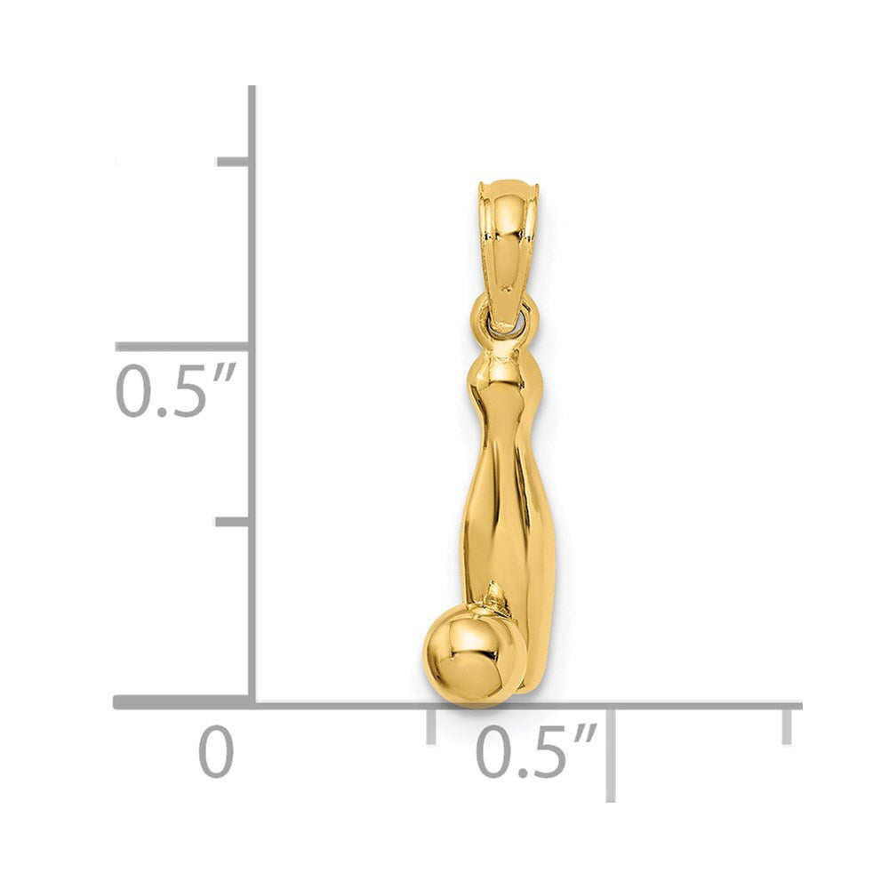 14K Gelbgold 3D-Bowlingkegel-und-Ball-Charm