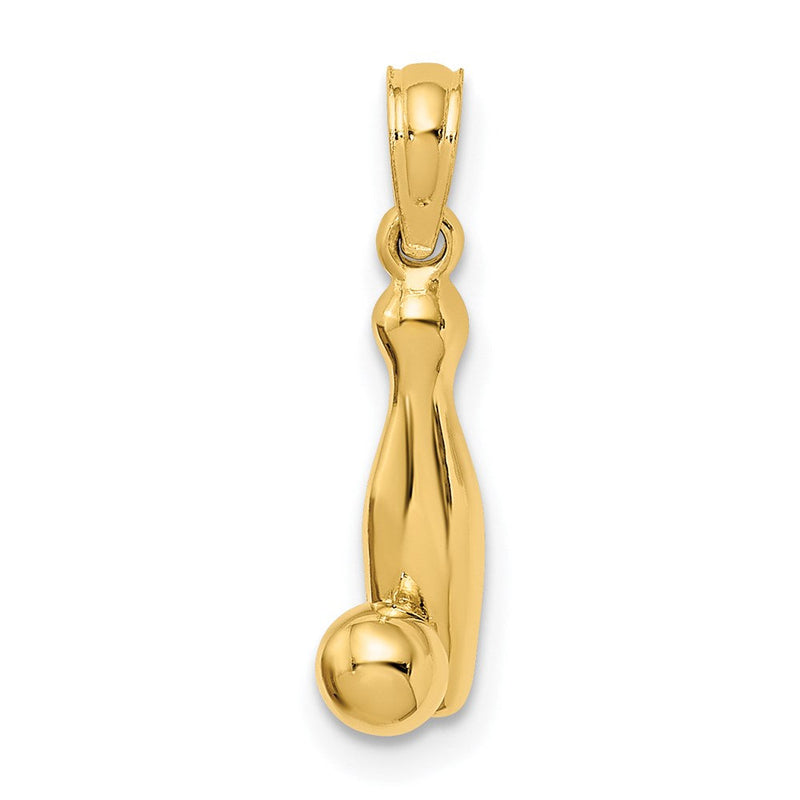 14K Gelbgold 3D-Bowlingkegel-und-Ball-Charm