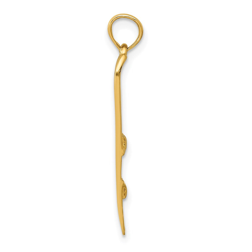 14K Gelbgold 3-d Snow Skis Anhänger
