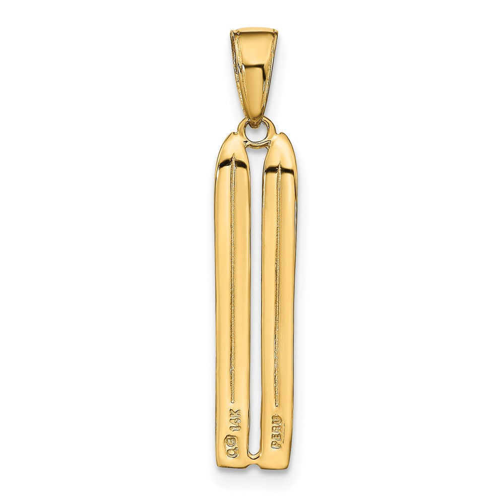 14K Gelbgold 3-d Snow Skis Anhänger