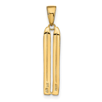 14K Gelbgold 3-d Snow Skis Anhänger