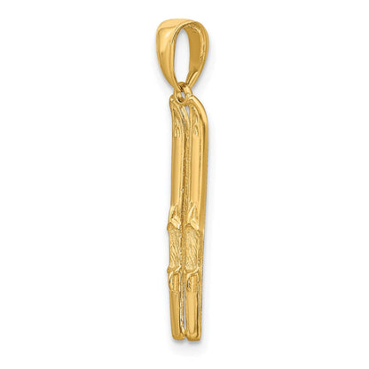 14K Gelbgold 3-d Snow Skis Anhänger